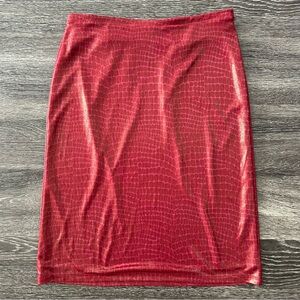 Vintage Express Pink Red Metallic Knee Length Layered Pull On Skirt Sz S 90s Y2K